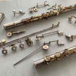 Silberflöte, Vollsilberflöte, Querflöte YAMAHA YFL-777 - Flötenkorpus / Flötenrohre und Mechanik vor dem reinigen und polieren